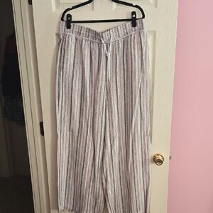 Time and Tru Striped Wide Leg Pants - White, Black, Pink